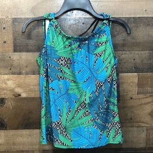 NWT Jantzen Palm Springs H-Back Tankini Swim Top Size 6 UPF 50+